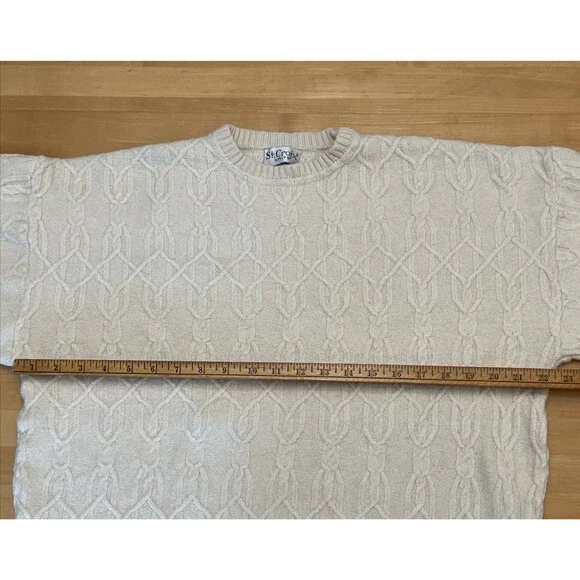 VTG St. Croix Men's Sweater USA Grandpa Core Chainlink Design Ivory Color M - Picture 9 of 12